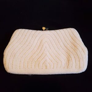 Beaded Cocktail Clutch In Cream (Vintage)